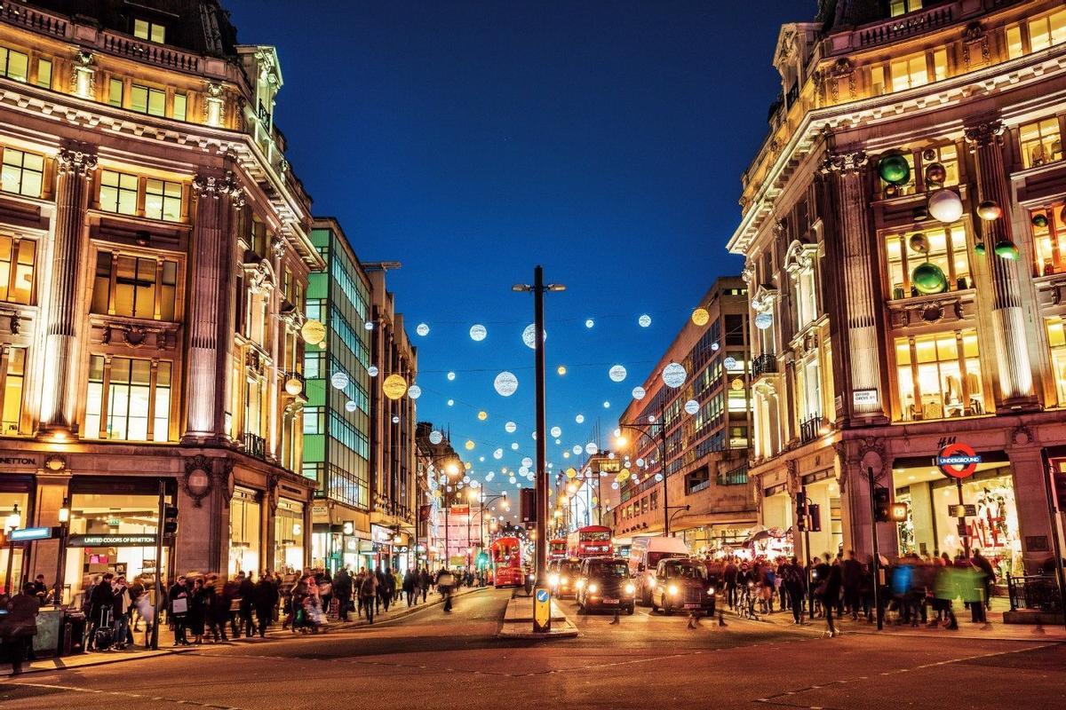 Luces de Navidad en Oxford Street , Londres