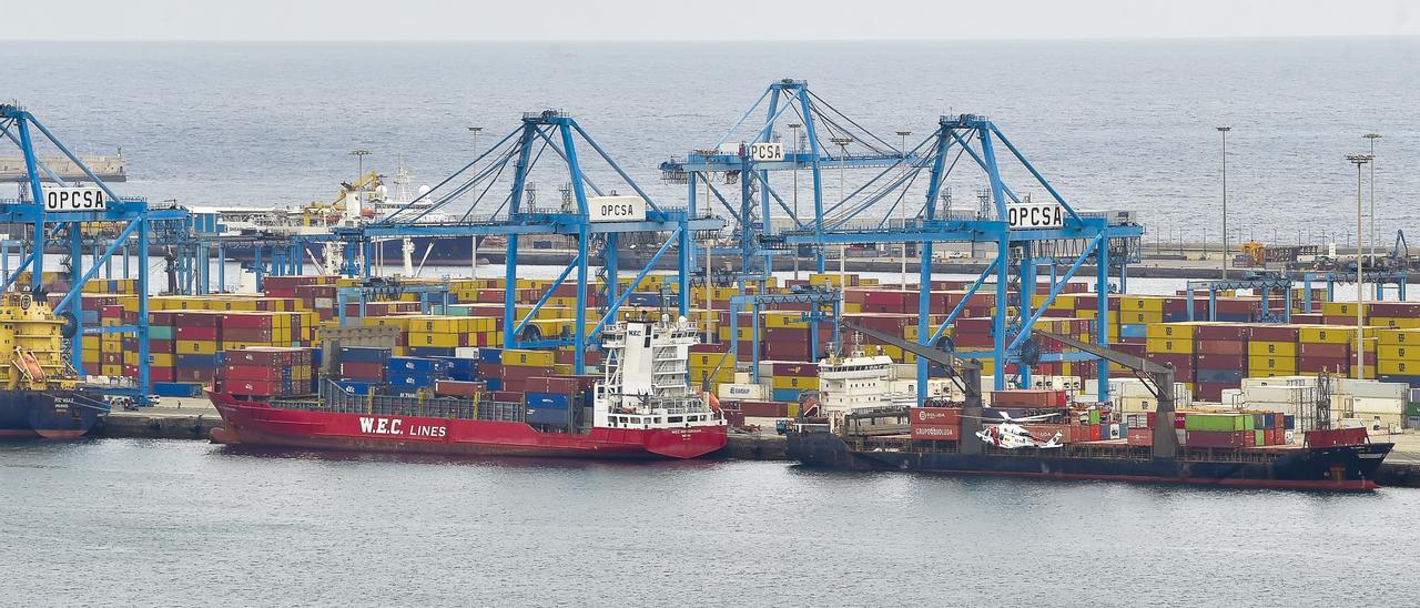 Imagen de la plataforma de contenedores que gestiona Operaciones Portuarias Canarias S.A. (Opcsa) en el Puerto de Las Palmas.