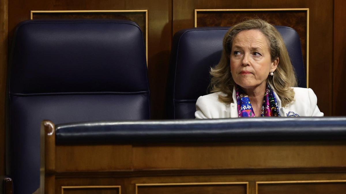 Nadia Calviño, en el Congreso de los Diputados.