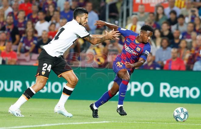 14 septiembre 2019. FC Barcelona 5 - Valencia CF 2  LaLiga J.4.  Ansu Fati marcó con la derecha el 1:0