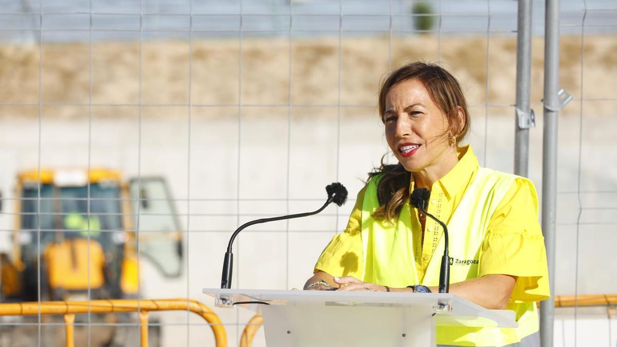 Natalia Chueca, este lunes en rueda de prensa tras visitar las obras del nuevo CDM Sur.