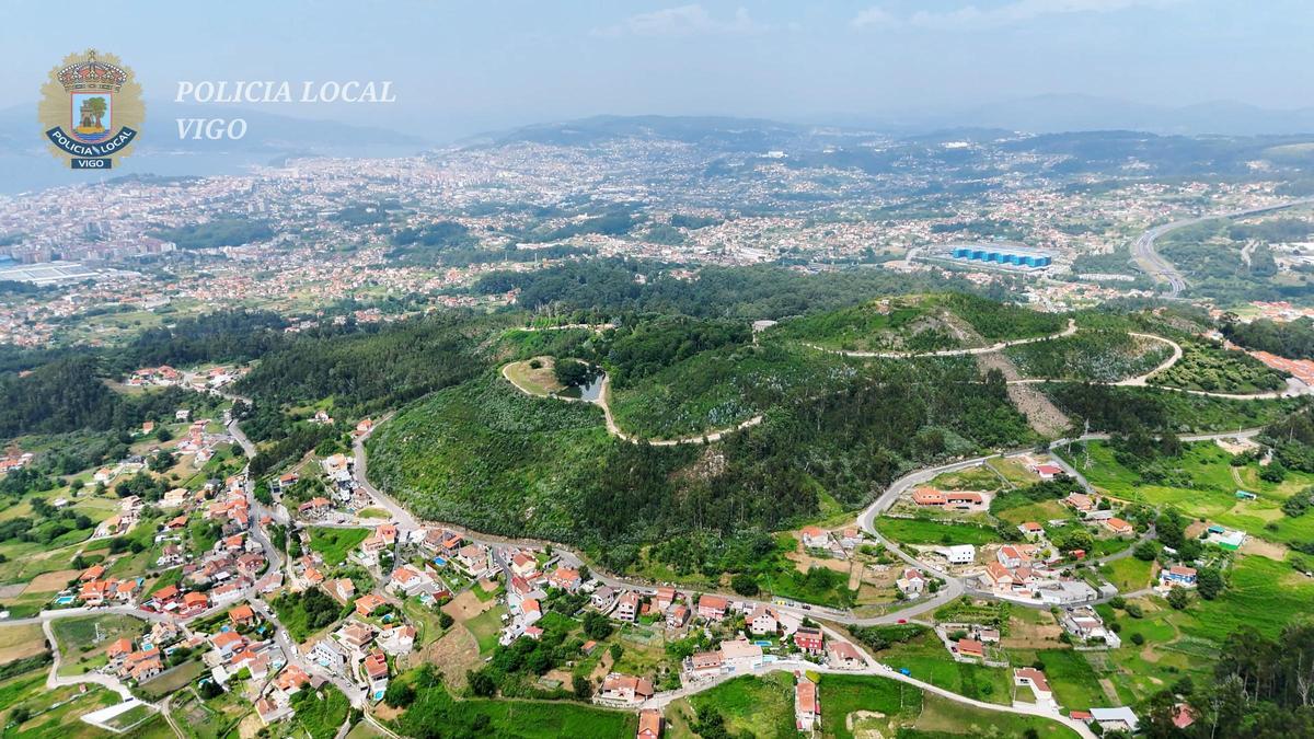 Montes comunales de Vigo, a vista de dron.