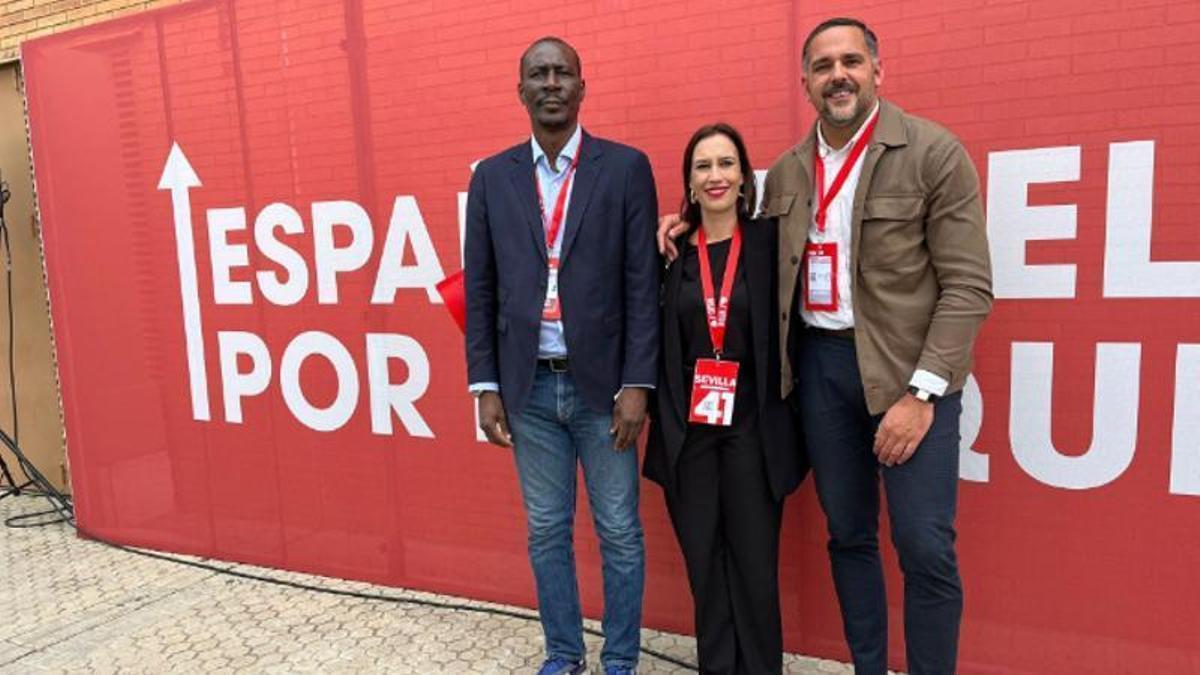 Luc André Diouf, Nira Fierro y Kilian Sánchez, este domingo en Sevilla.