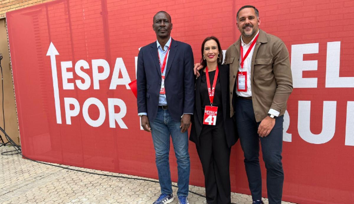 Luc André Diouf, Nira Fierro y Kilian Sánchez, este domingo en Sevilla.