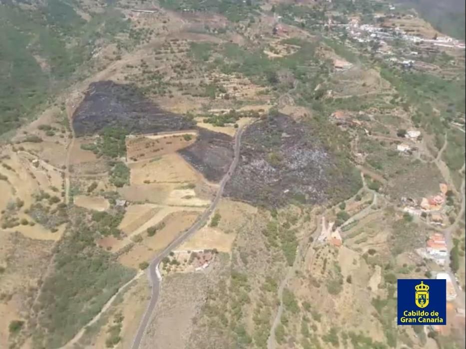 Imagen aérea de la zona afectada por el incendio en Cazadores.