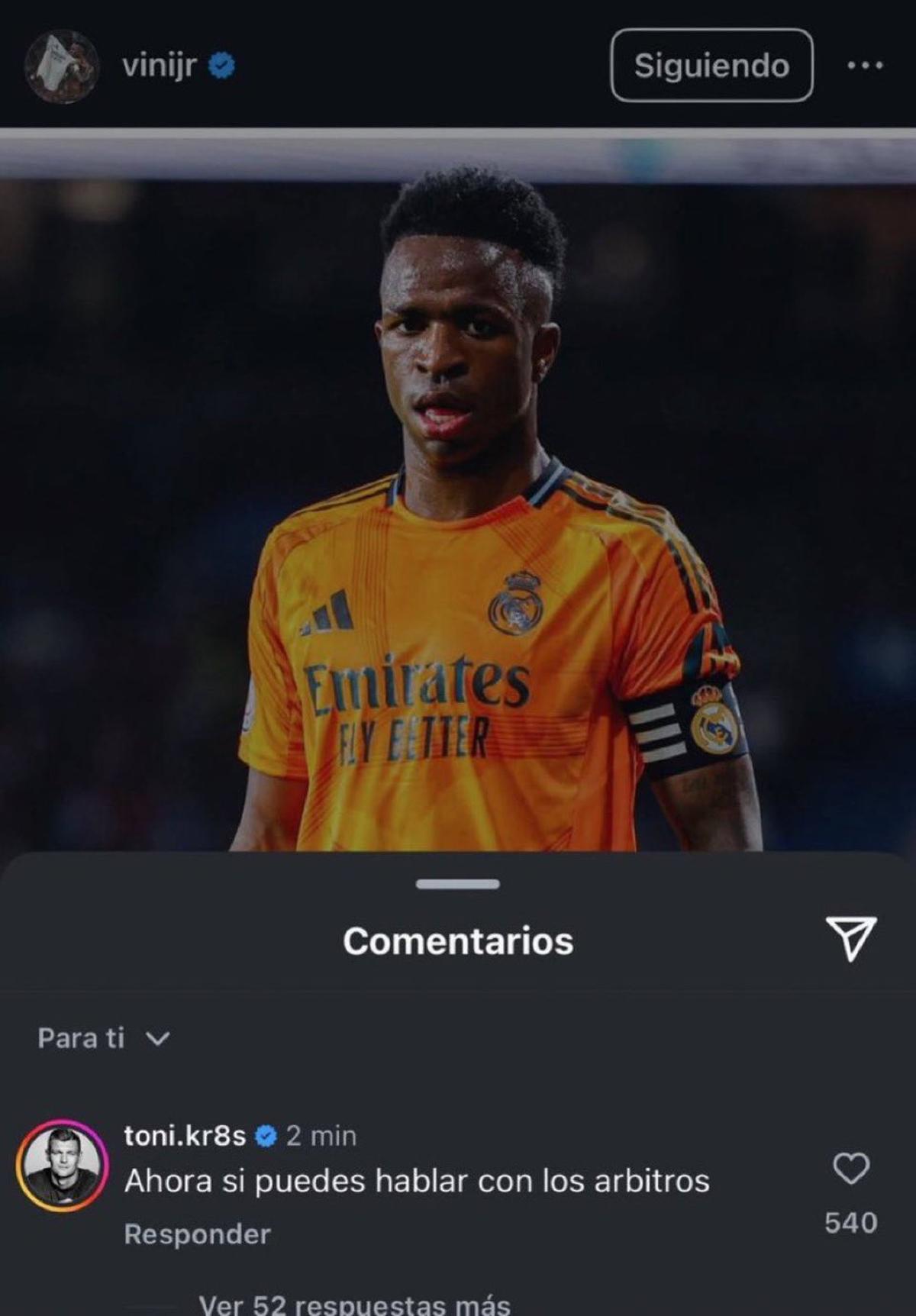 La respuesta de Kroos a Vinicius