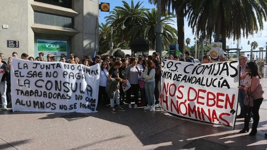 La protesta de la semana pasada de los trabajadores de las escuelas de hostelería.