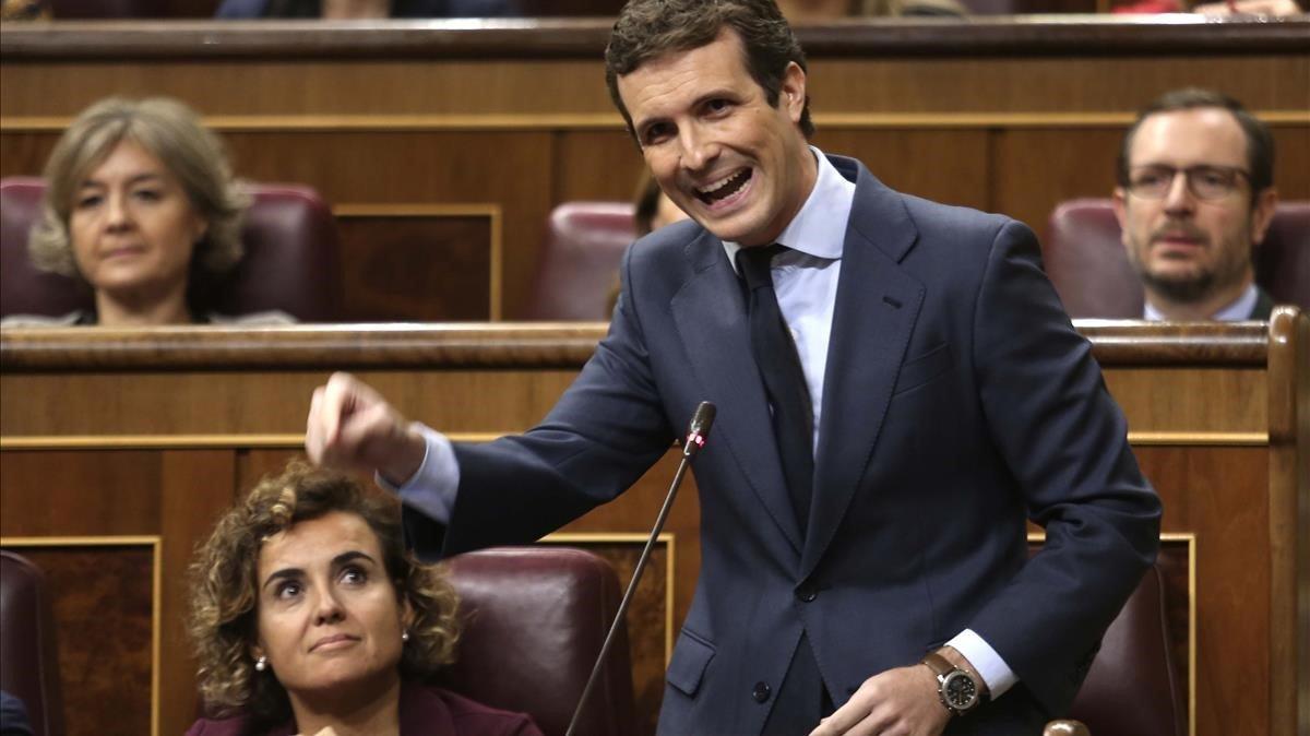 Pablo Casado, en octubre, en la sesión de control al Gobierno.