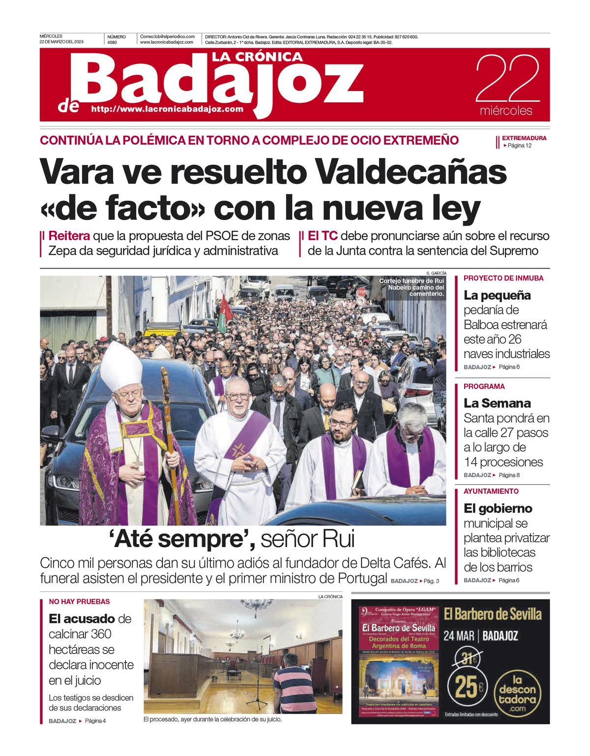 Consulta la portada correspondiente al día 22 de marzo de 2023