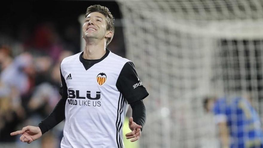 Vietto celebra uno de sus goles ante Las Palmas.