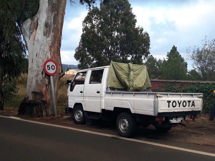 Un camión impacta contra un árbol en Santa Brígida