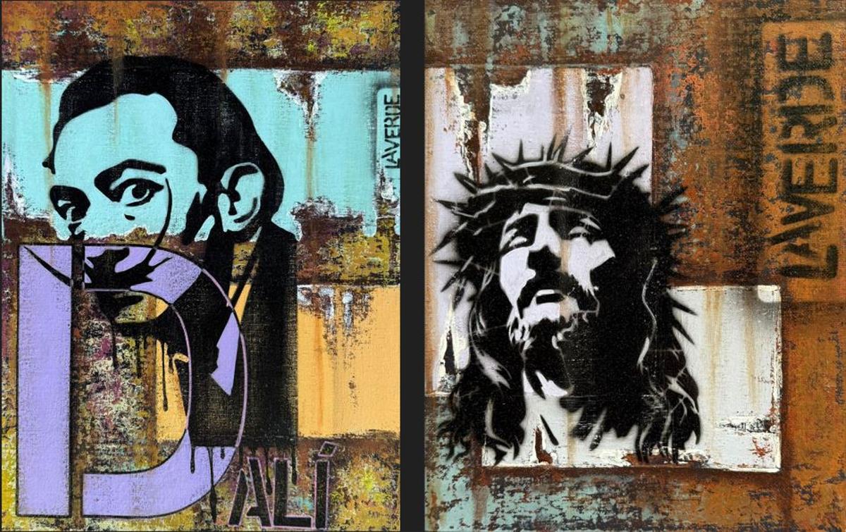 Dos obras del artista colombiano Alfredo Laverde, que se exponen en la galería Vearte de Alicante