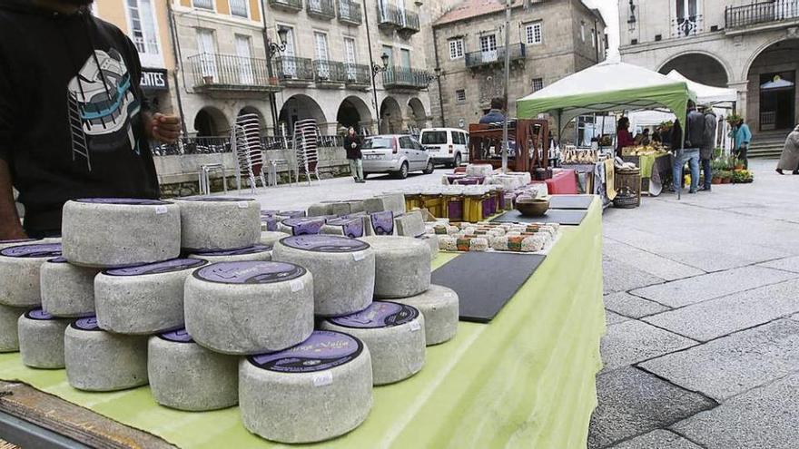 Los productores presentaron sus productos en la plaza Mayor, en la primera feria itinerante. // Jesús Regal