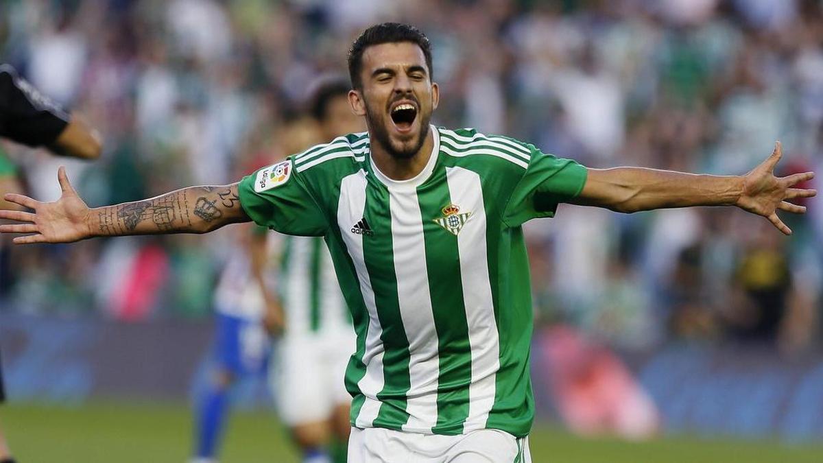 Dani Ceballos celebra un gol con el Betis al Atlético de Madrid. Foto de archivo