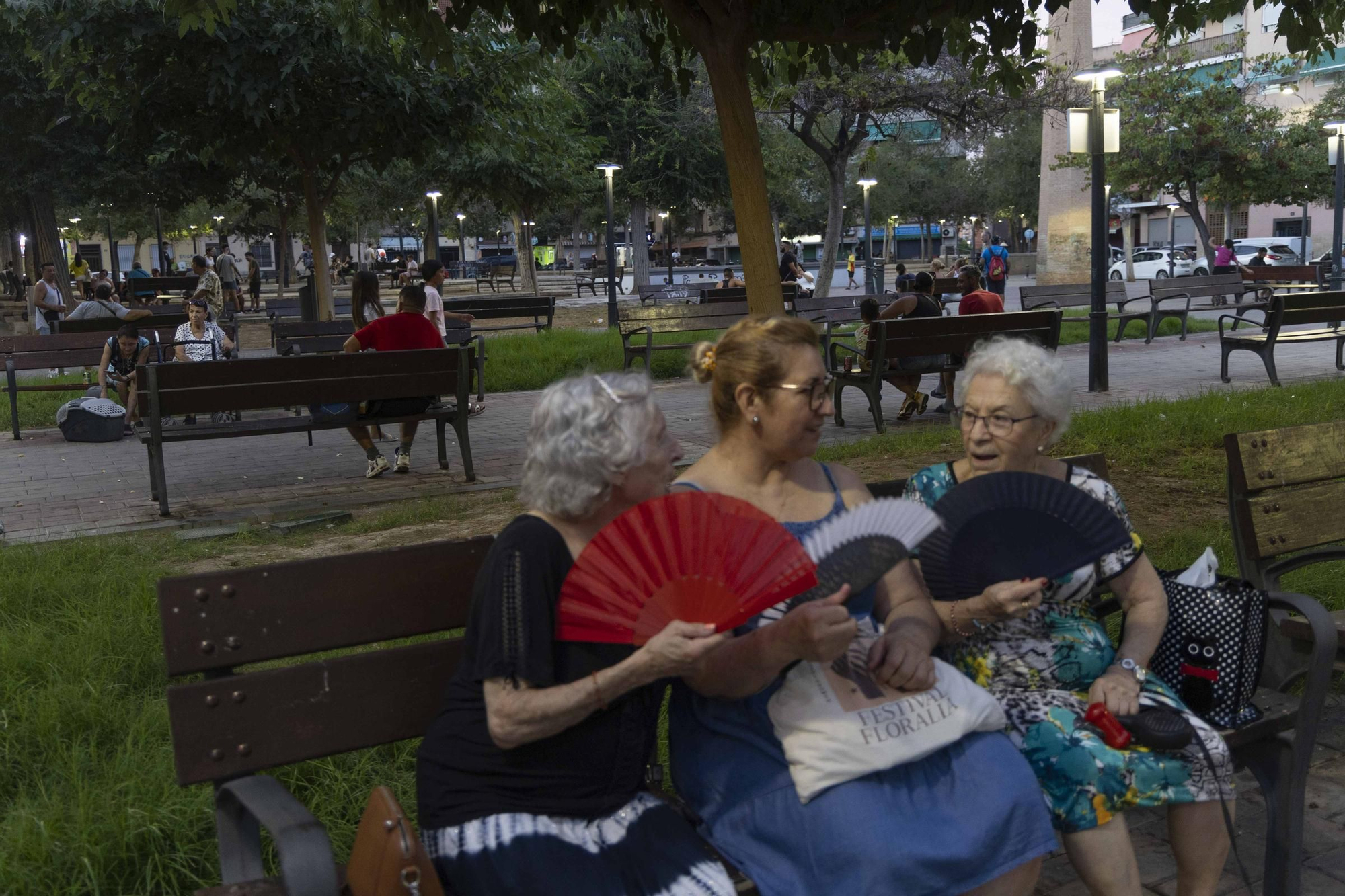 Las familias y vecinos llenan los parques de Carolinas y del Pla durante las noches de verano