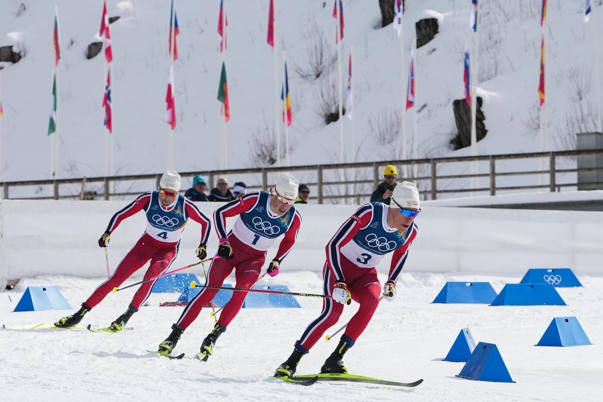 Nyenget, Klaebo e Iversen, durante la prueba