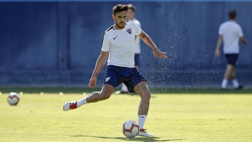 Recio, durante uno de sus últimos entrenamientos como malaguista.