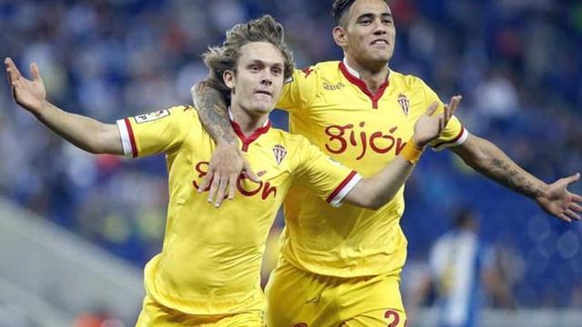 Alen Halilovic celebra su gol en el Espanyol-Sporting