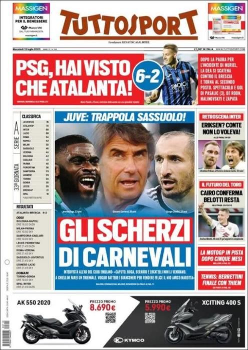 Portada TUTTOSPORT miércoles 15 julio 2020