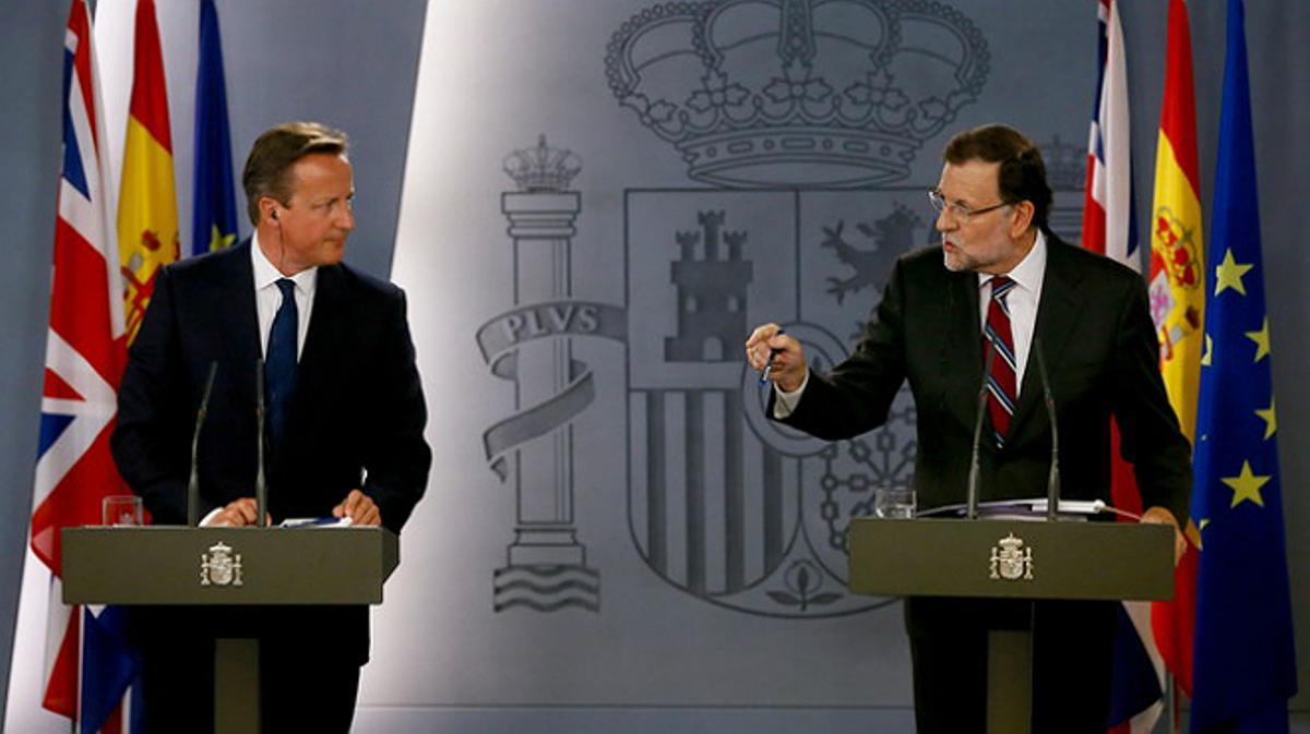 David Cameron y Mariano Rajoy, este viernes 4 de septiembre en la Moncloa.