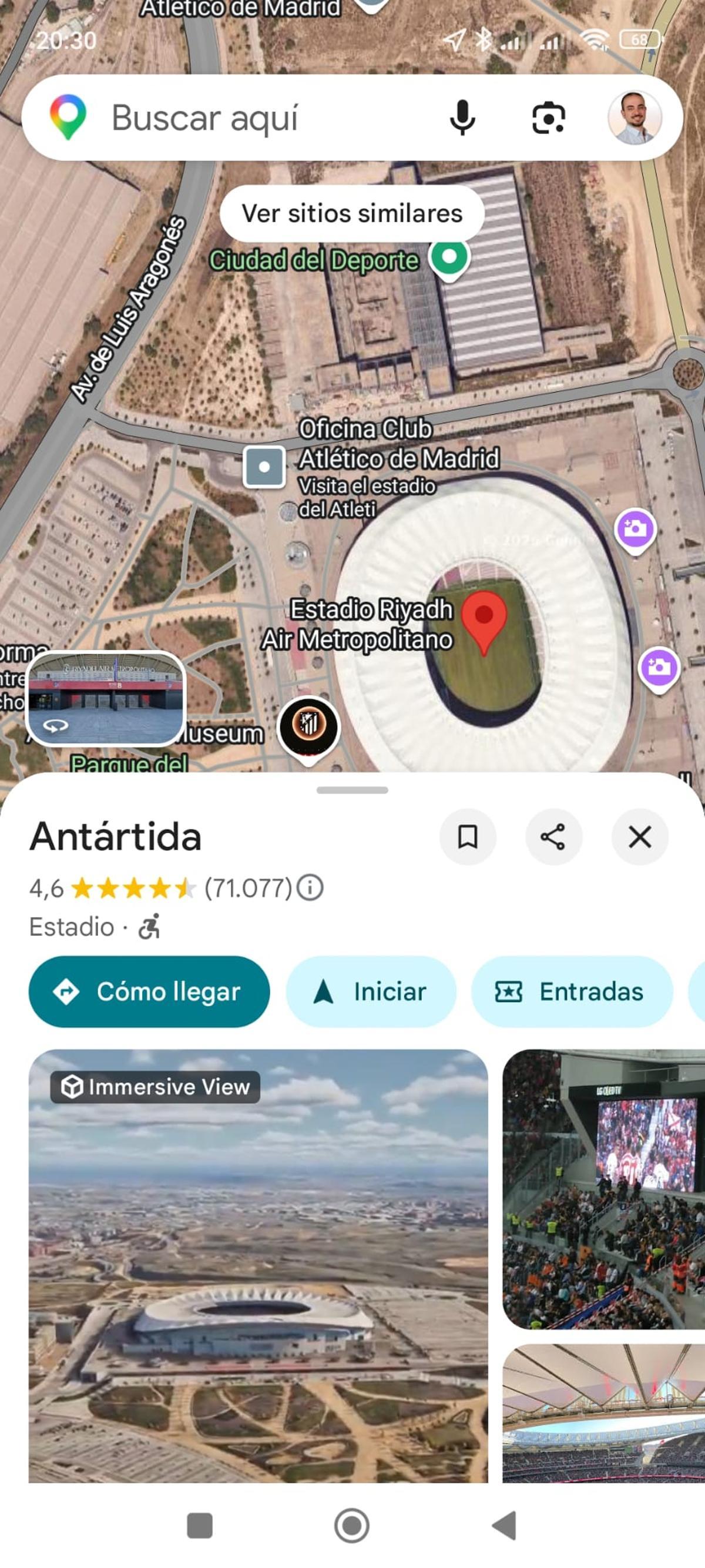 Hackean el Metropolitano en Google Maps y lo renombran con mensajes provocadores
