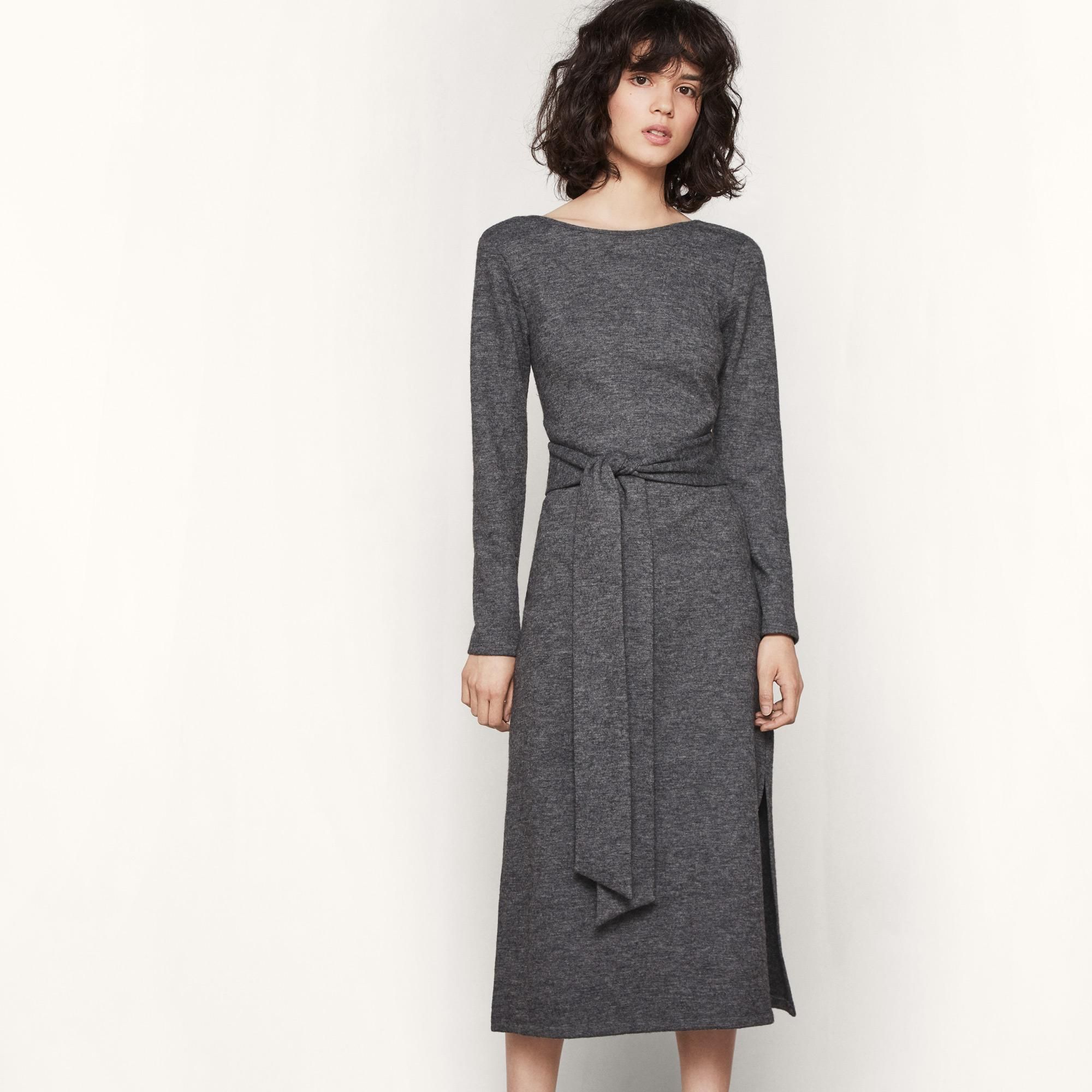 Vestido de punto de lana con cinturón, Maje