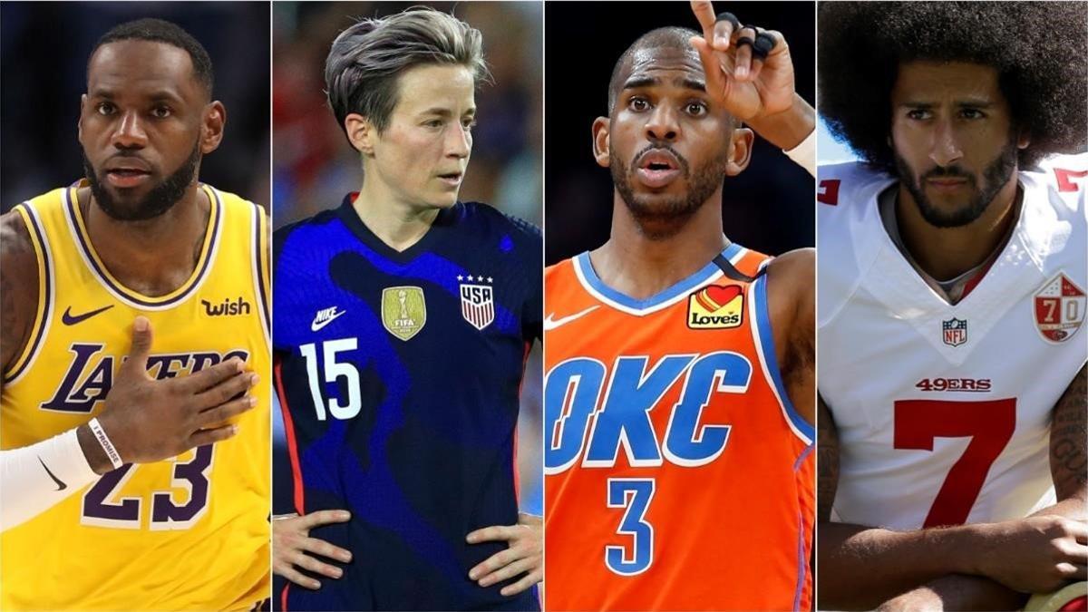 Lebron James, Megan Rapinoe, Chris Paul y Colin Kapernick, cuatro deportistas cuyas voces ejercen liderazgo social