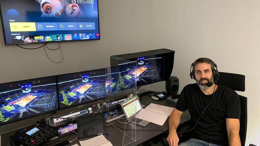 El exjugador de baloncesto Berni Rodríguez en los estudios de Dazn.