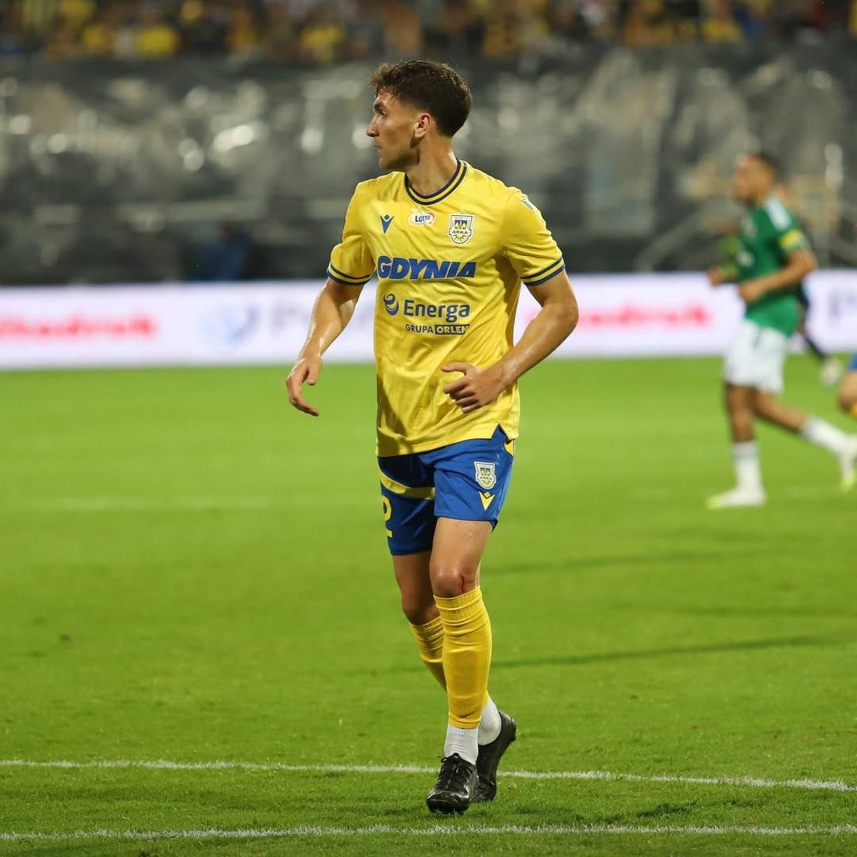 Diego Percan, durante un encuentro de este curso en el Arka Gdynia