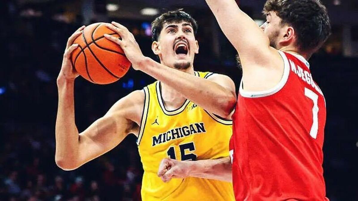 Aday Mara, durante un partido con Michigan.