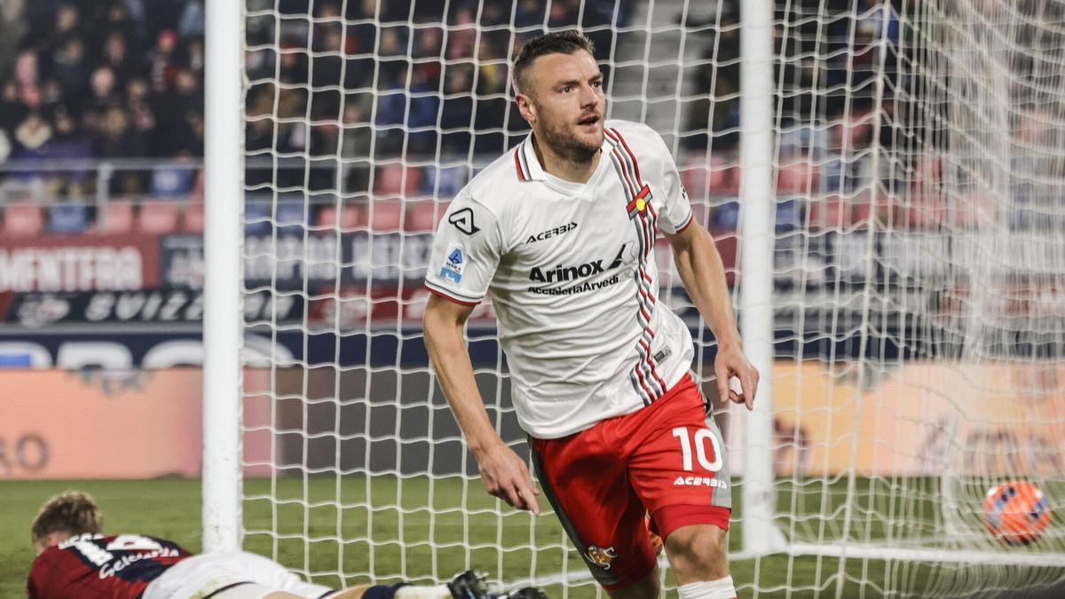 Vardy celebra un gol ante el Bolonia