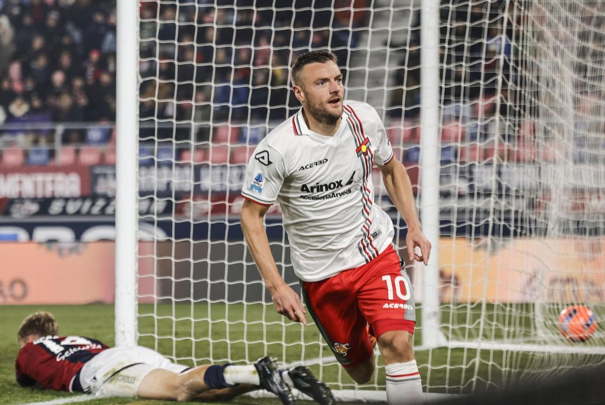 Vardy celebra un gol ante el Bolonia