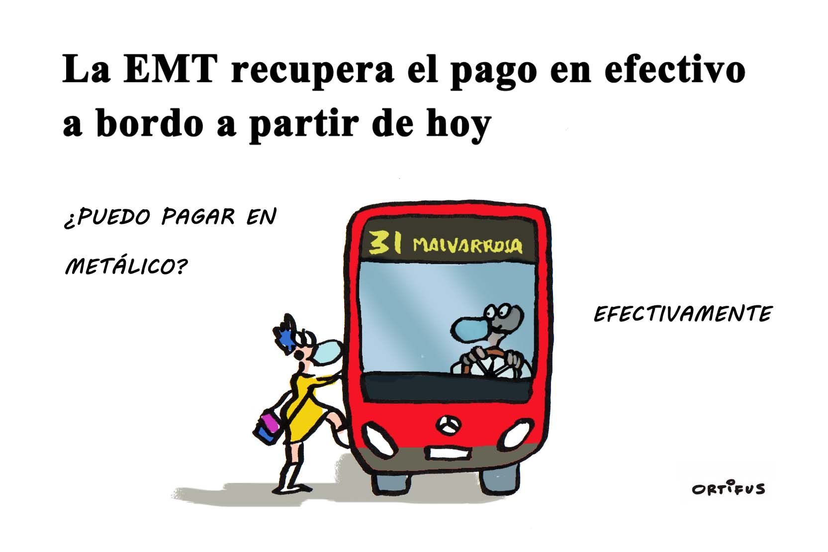 La EMT recupera el pago en efectivo a bordo a partir de hoy