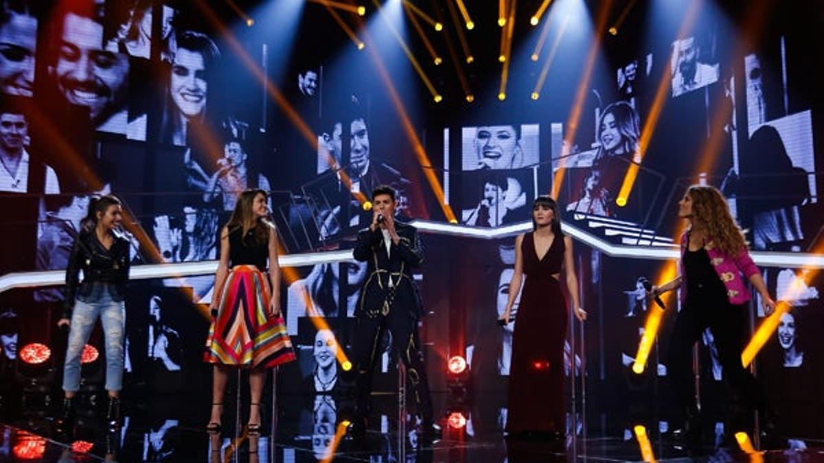 Ana Guerra, Amaia, Alfred, Aitana y Míriam durante la gala de Eurovisión