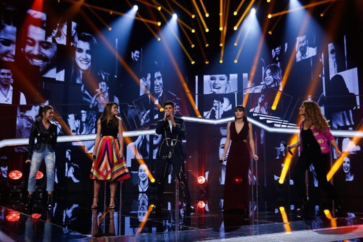 Ana Guerra, Amaia, Alfred, Aitana y Míriam durante la gala de Eurovisión