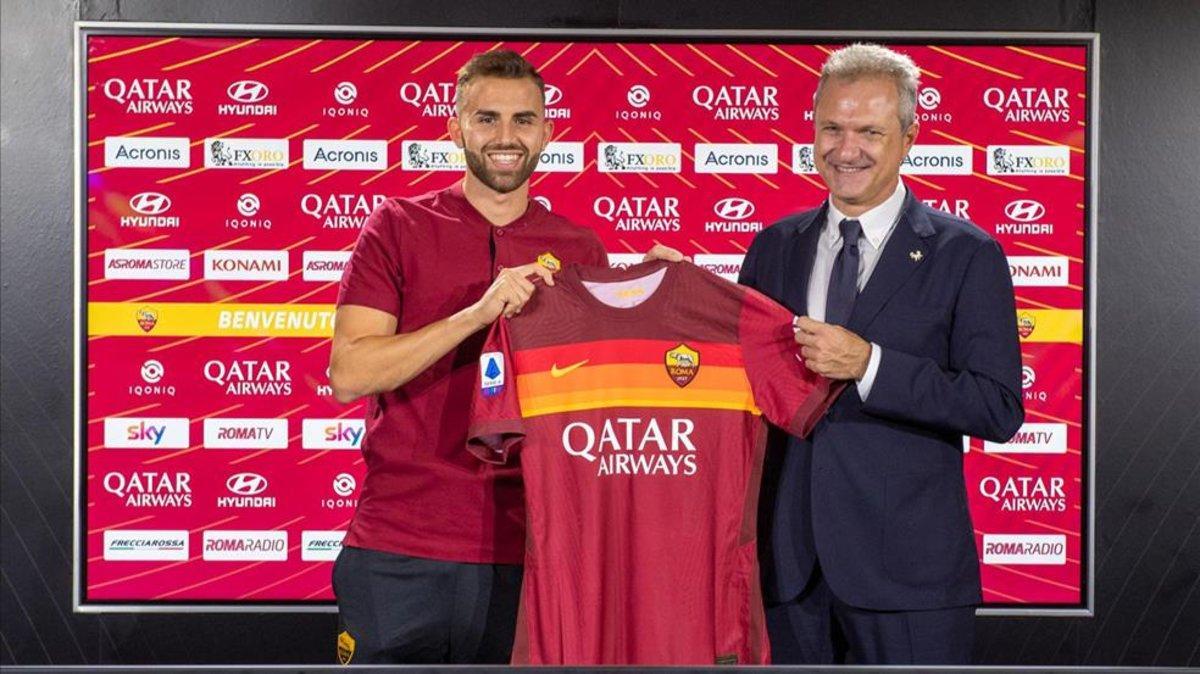 Borja Mayoral, en su presentación como nuevo jugador de la Roma