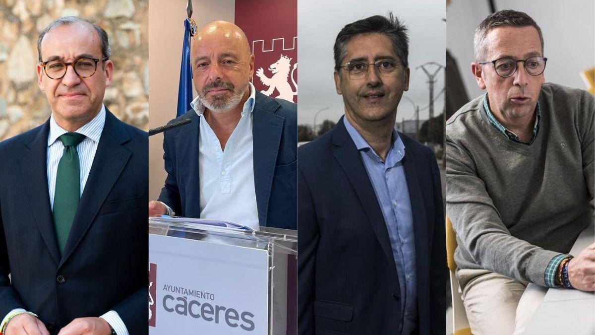 Los cuatro alcaldes que tendrá Cáceres durante el mes de agosto: Rafa Mateos, Pedro Muriel, Víctor Bazo y Emilio Borrega.