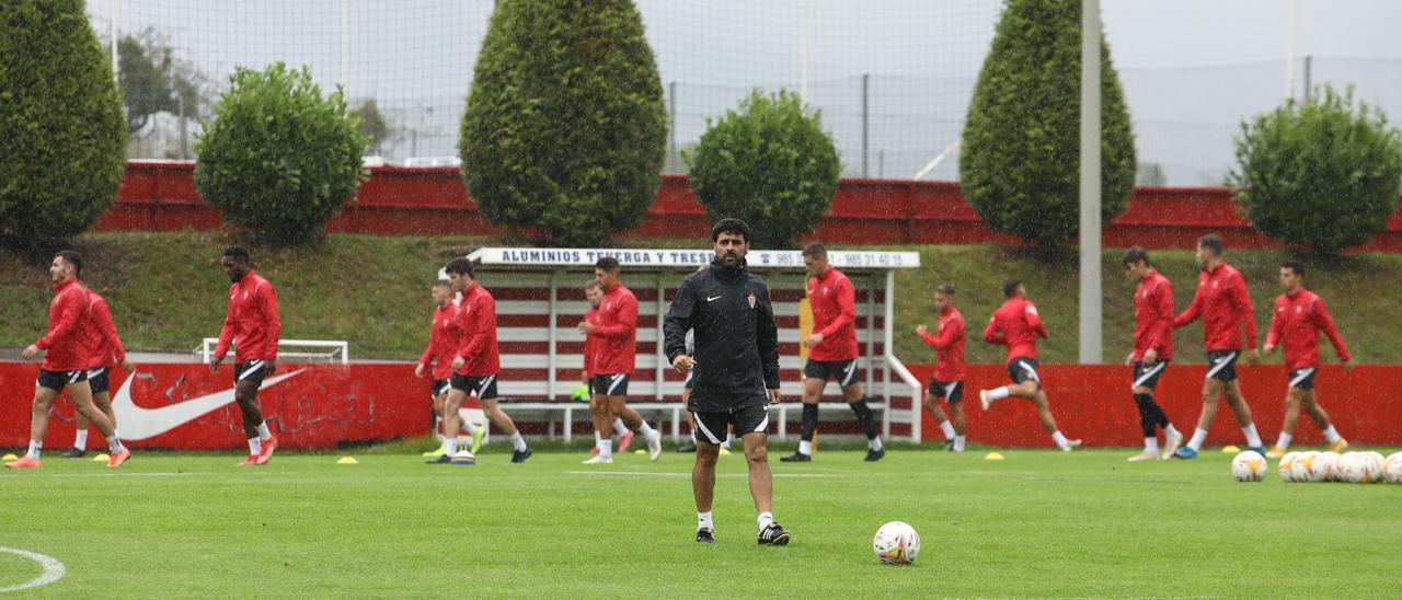 Gallego, ayer, durante el entrenamiento.