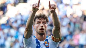 Puado celebra su gol contra el Cartagena.