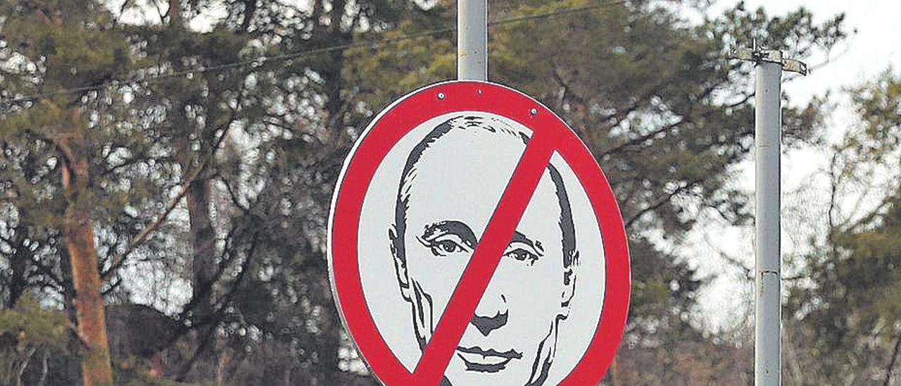 Señal que prohíbe la entrada a Putin.