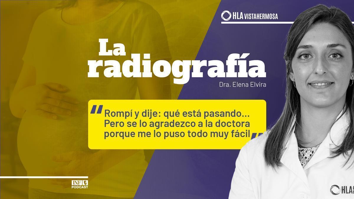 La neuróloga Elena Elvira junto a la declaración de la paciente que participa en el podcast.