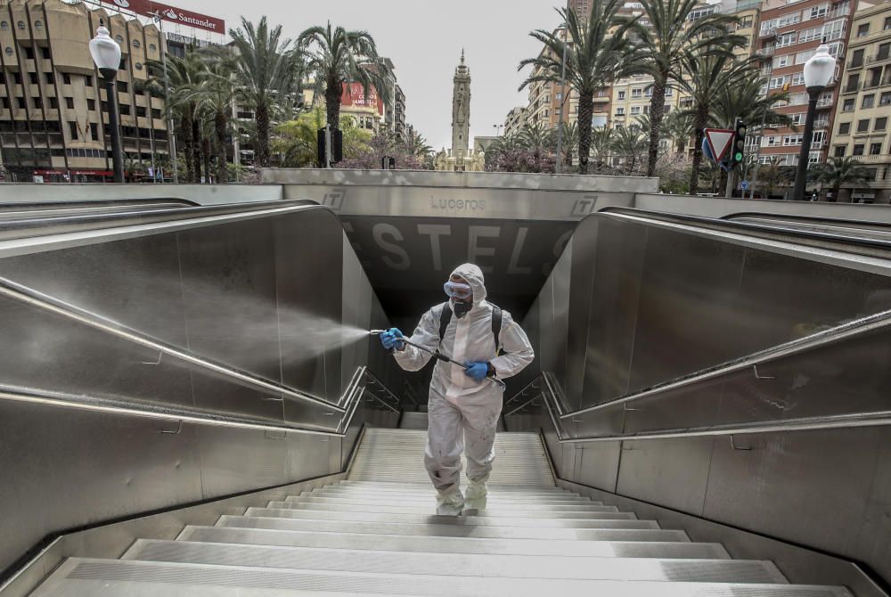 Trabajos de la UME en la Estacion de Renfe, Luceros y Hospital General de Alicante