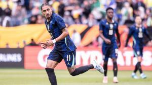 Raphinha, en el partido de Brasil contra Francia