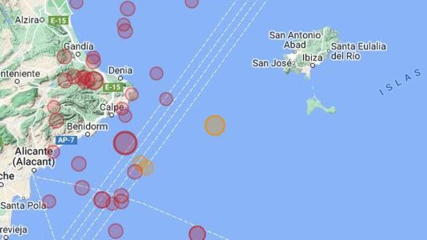 Actividad sísmica registrada durante los últimos cien años cerca de Ibiza