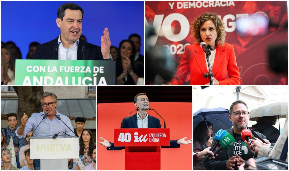 Los candidatos de los principales partidos a la presidencia de la Junta de Andalucía.