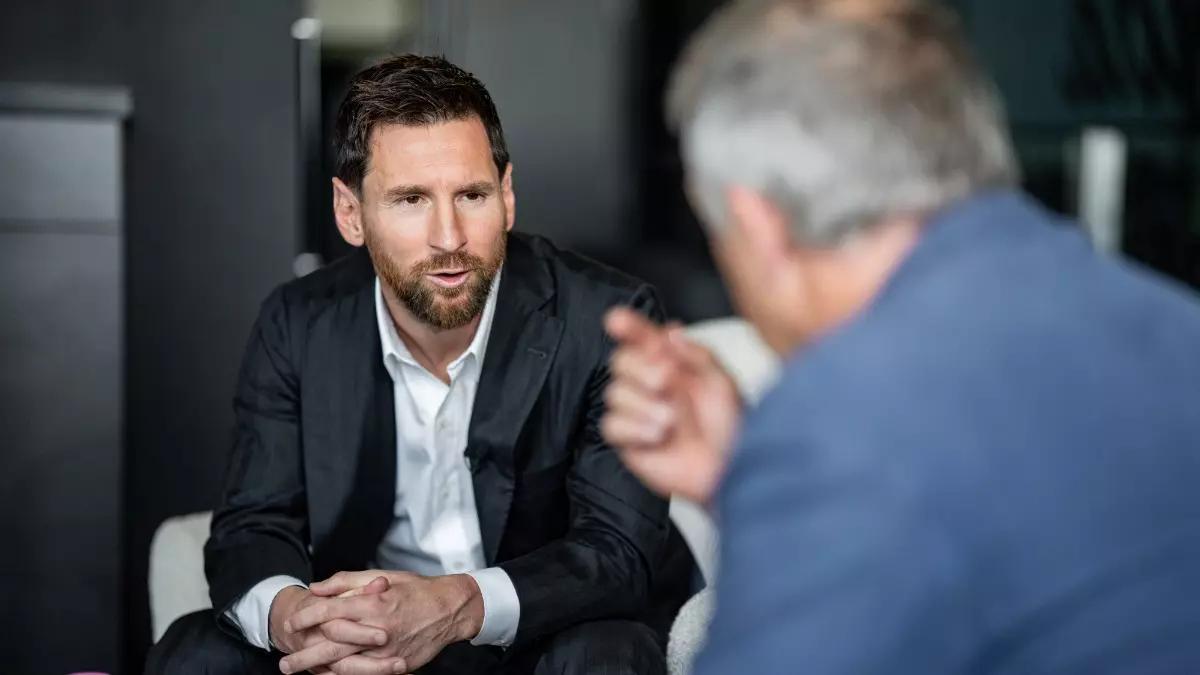 Leo Messi durant l'entrevista amb SPORT