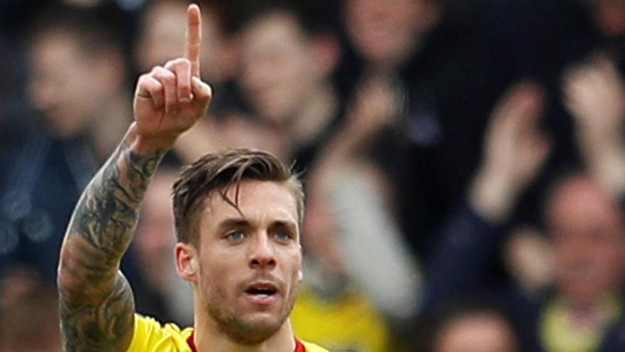 El alicantino Kiko Femenía celebra un gol con su actual equipo, el Watford, en la Premier League.