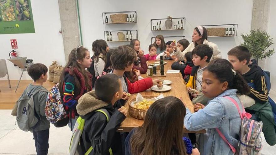 Escolares que protagonizaron la pasada semana la primera visita a las instalaciones de Embruxo.   | // FDV