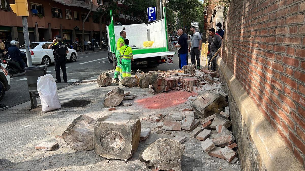 Un hombre muere al caerle un muro en el recinto de Sant Pau en Barcelona