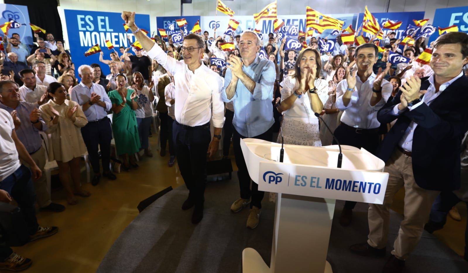 Alberto Núñez Feijóo celebra en Zaragoza un mitin a 7 días del 23J